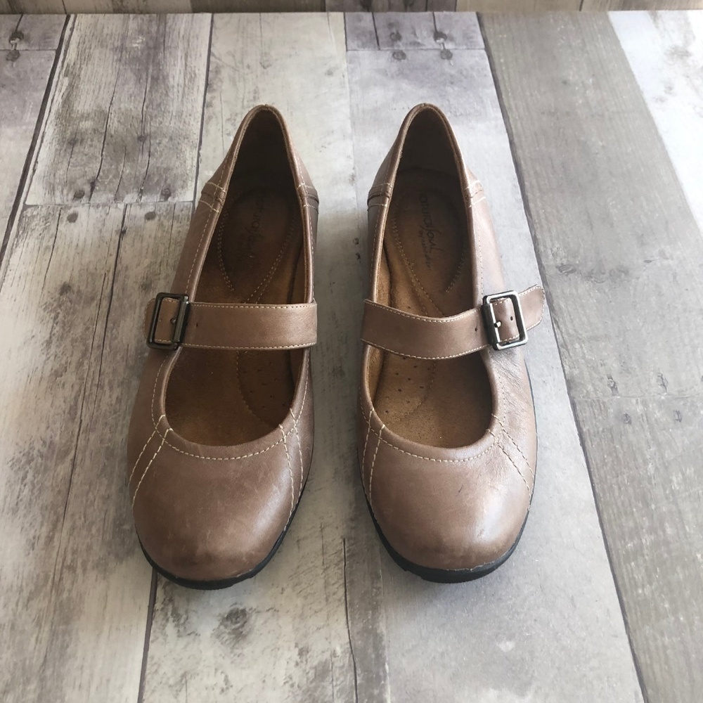 Natural Soul Tan Reid Mary Jane Flats Size 6 - Picture 2 of 5